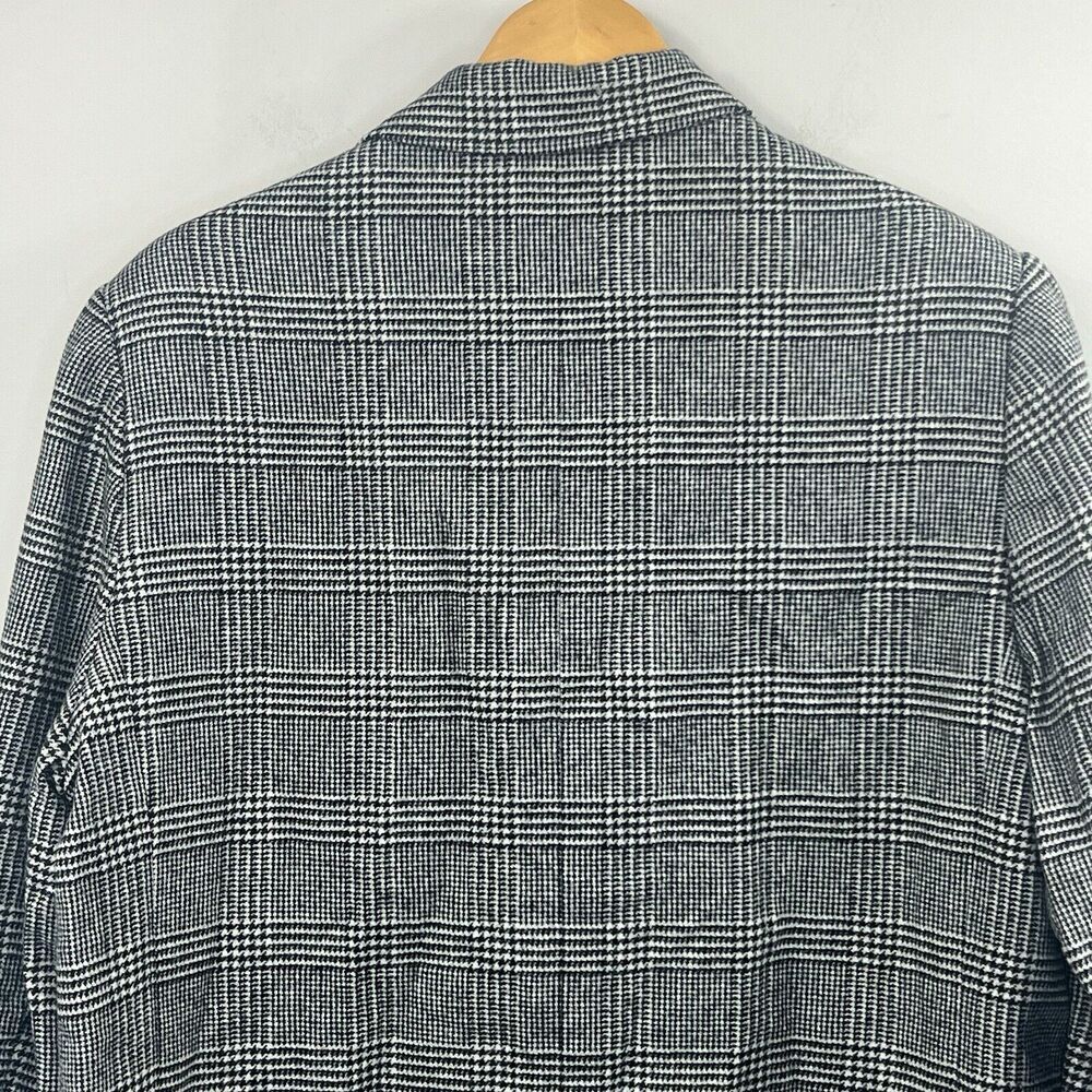 Everlane Oversized Glen Plaid Wool Blazer Size 16 Black Gray Houndstooth - Picture 10 of 14